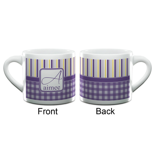 Purple Gingham & Stripe Espresso Cup - 6oz (Double Shot) (APPROVAL)