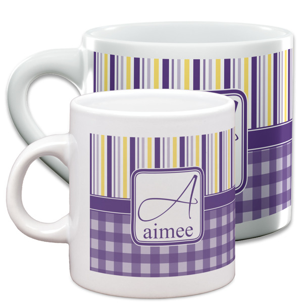 Purple Gingham & Stripe Espresso Mugs - Main Parent