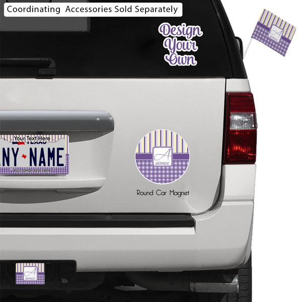 Purple Gingham & Stripe Exterior Car Accessories
