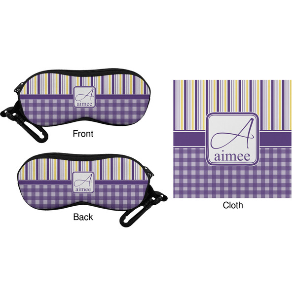 Purple Gingham & Stripe Eyeglass Case & Cloth (Approval)
