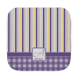 Purple Gingham & Stripe Face Towel (Personalized)