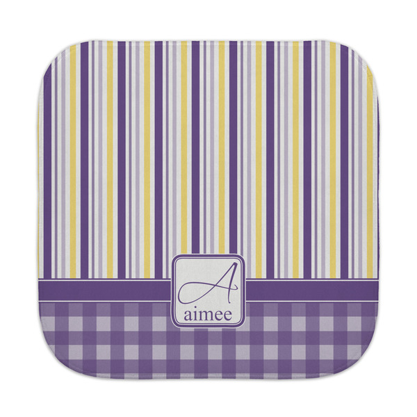 Custom Purple Gingham & Stripe Face Towel (Personalized)