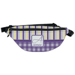 Purple Gingham & Stripe Fanny Pack - Classic Style (Personalized)