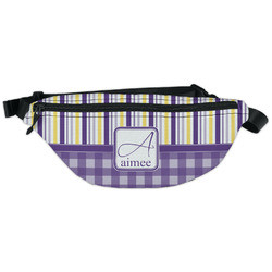 Purple Gingham & Stripe Fanny Pack - Classic Style (Personalized)