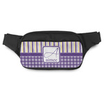 Purple Gingham & Stripe Fanny Pack (Personalized)