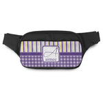 Purple Gingham & Stripe Fanny Pack - Modern Style (Personalized)