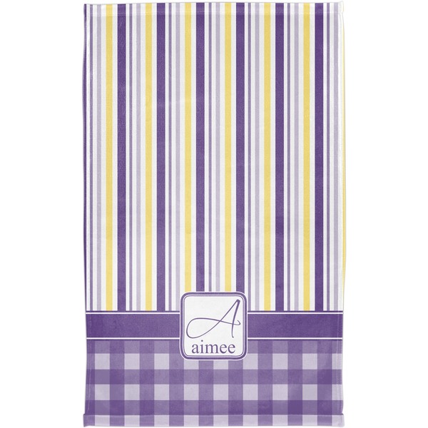 Purple Gingham & Stripe Finger Tip Towel - Full View