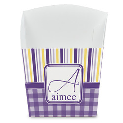 Purple Gingham & Stripe French Fry Favor Boxes (Personalized)