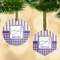 Purple Gingham & Stripe Frosted Glass Ornament - MAIN PARENT