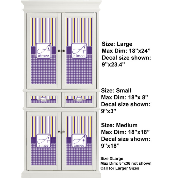 Purple Gingham & Stripe Full Cabinet (Show Sizes)