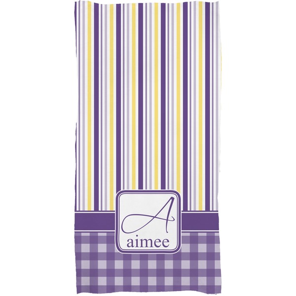 Purple Gingham & Stripe Full Sized Bath Towel - Apvl