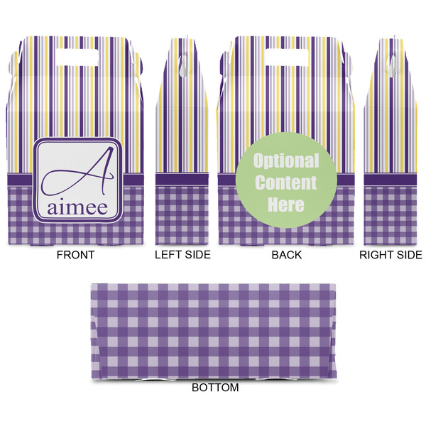 Purple Gingham & Stripe Gable Favor Box - Approval