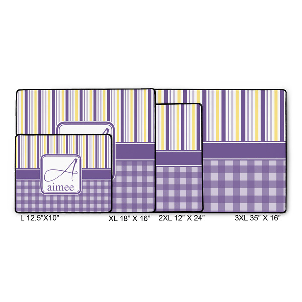Purple Gingham & Stripe Gaming Mats - SIZE CHART
