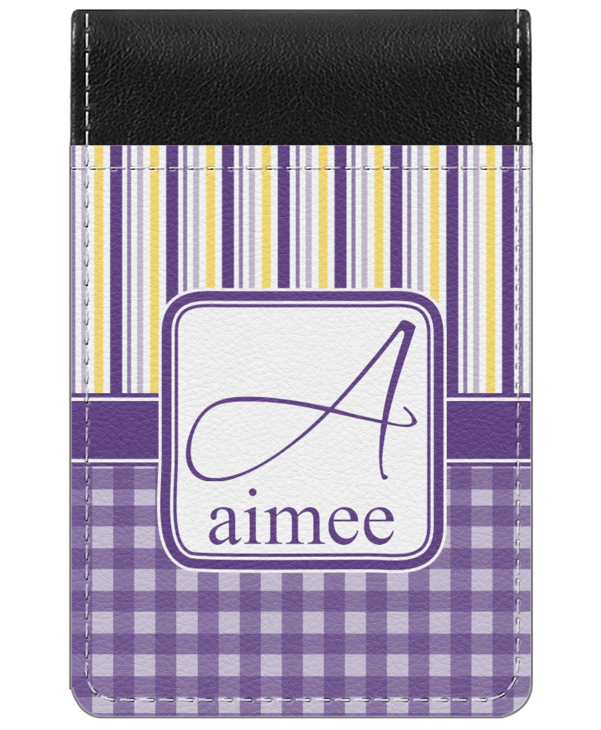 Purple Gingham & Stripe Genuine Leather Small Memo Pad ...