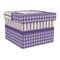 Purple Gingham & Stripe Gift Boxes with Lid - Canvas Wrapped - Large - Front/Main