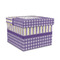 Purple Gingham & Stripe Gift Boxes with Lid - Canvas Wrapped - Medium - Front/Main