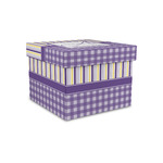 Purple Gingham & Stripe Gift Box with Lid - Canvas Wrapped - Small (Personalized)