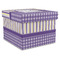 Purple Gingham & Stripe Gift Boxes with Lid - Canvas Wrapped - X-Large - Front/Main