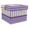 Purple Gingham & Stripe Gift Boxes with Lid - Canvas Wrapped - XX-Large - Front/Main