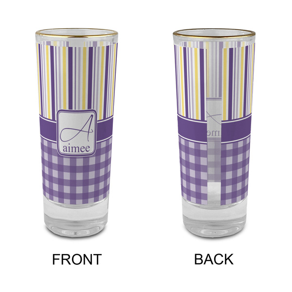 Purple Gingham & Stripe Glass Shot Glass - 2 oz - Single - APPROVAL