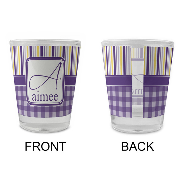 Purple Gingham & Stripe Glass Shot Glass - Standard - APPROVAL
