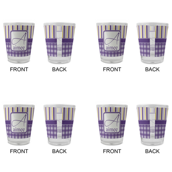 Purple Gingham & Stripe Glass Shot Glass - Standard - Set of 4 - APPROVAL