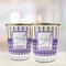 Purple Gingham & Stripe Glass Shot Glass - with gold rim - LIFESTYLE