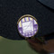Purple Gingham & Stripe Golf Ball Marker Hat Clip - Gold - On Hat