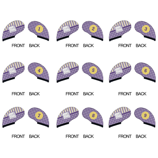 Purple Gingham & Stripe Golf Club Covers - APPROVAL (set of 9)