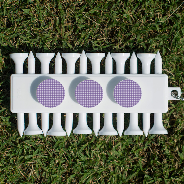 Purple Gingham & Stripe Golf Tees & Ball Markers Set - Back