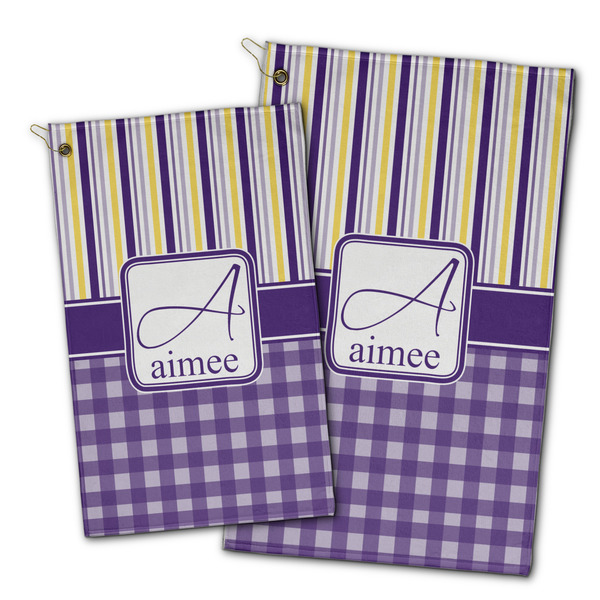 Purple Gingham & Stripe Golf Towel - PARENT (small and large)