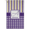 Purple Gingham & Stripe Golf Towel - Poly-Cotton Blend - Small w/ Name and Initial