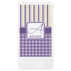 Purple Gingham & Stripe Guest Paper Towels - Full Color (Personalized)