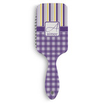 Purple Gingham & Stripe Hair Brushes (Personalized)