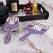 Purple Gingham & Stripe Hair Brush and Hand Mirror - Bathroom Scene