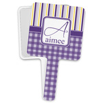 Purple Gingham & Stripe Hand Mirror (Personalized)