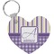 Purple Gingham & Stripe Heart Keychain (Personalized)