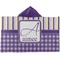 Purple Gingham & Stripe Kids Hooded Towel (Personalized)