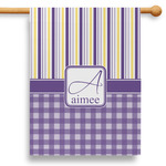 Purple Gingham & Stripe 28" House Flag - Single Sided (Personalized)