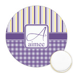 Purple Gingham & Stripe Printed Cookie Topper - 2.5" (Personalized)