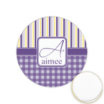 Purple Gingham & Stripe Printed Cookie Topper - 1.25" (Personalized)