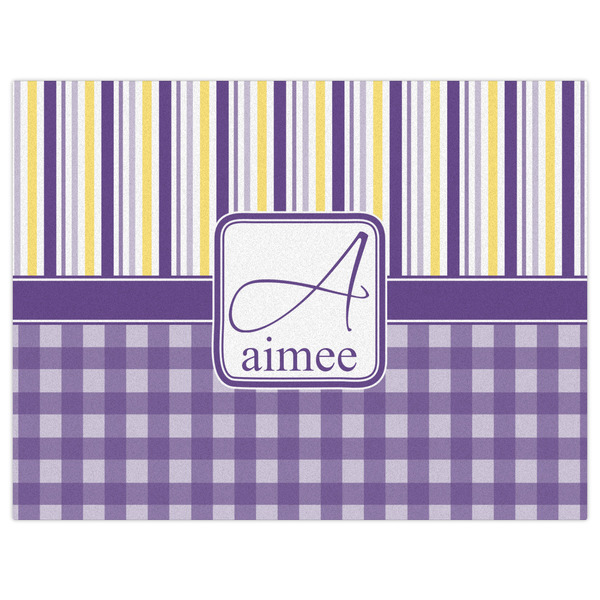 Purple Gingham & Stripe Indoor / Outdoor Rug - 6'x8' - Front Flat