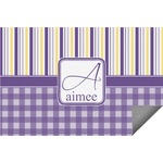 Purple Gingham & Stripe Indoor / Outdoor Rug - 6'x8' w/ Name and Initial