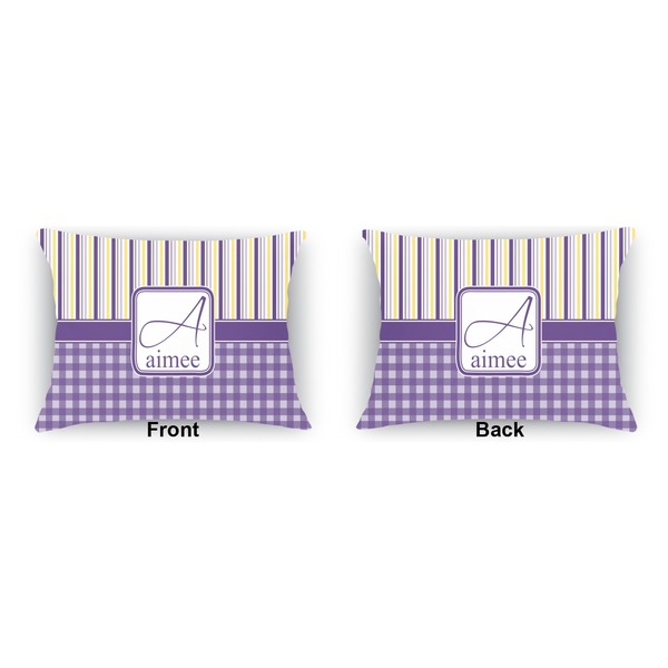 Purple Gingham & Stripe  Indoor Rectangular Burlap Pillow (Front and Back)
