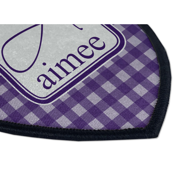 Purple Gingham & Stripe Iron on Shield 3 Detail