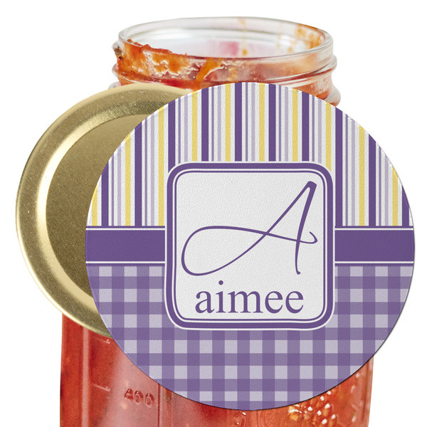 Custom Purple Gingham & Stripe Jar Opener (Personalized)