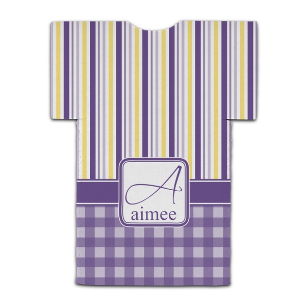 Purple Gingham & Stripe Jersey Bottle Cooler - BACK (flat)