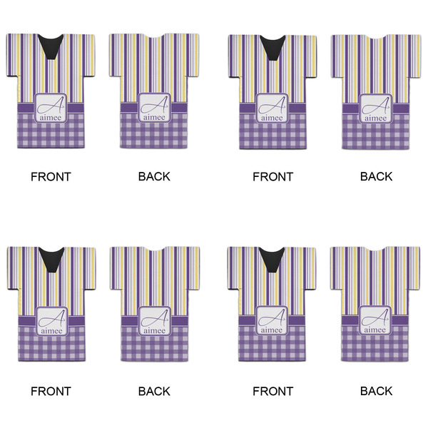 Purple Gingham & Stripe Jersey Bottle Cooler - Set of 4 - APPROVAL