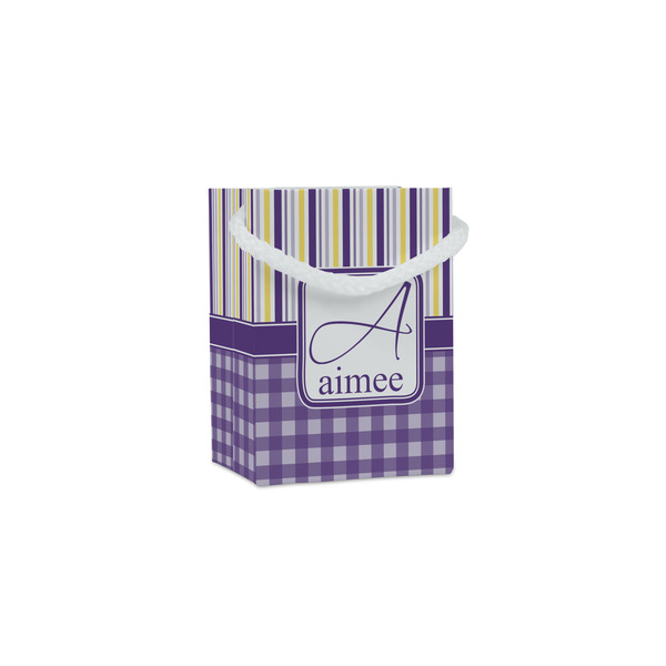 Custom Purple Gingham & Stripe Jewelry Gift Bags (Personalized)