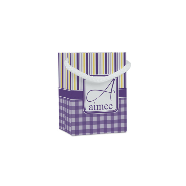 Custom Purple Gingham & Stripe Jewelry Gift Bags - Matte (Personalized)